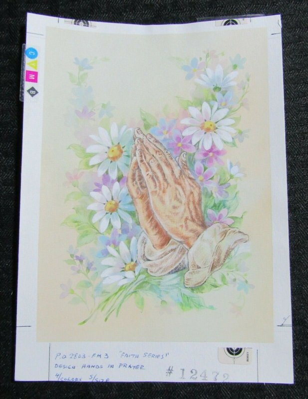 HAPPY EASTER White Flowers & Praying Hands 5.5x8 Greeting Card Art #12472
