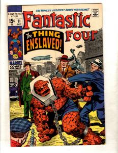 Fantastic Four # 91 VF- Marvel Comic Book Dr. Doom Human Torch Thing Hulk FM3