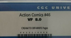 1942 DC~Action Comics #46~CGC 8.0 (VF)~The Devil Playground~Crowley Copy