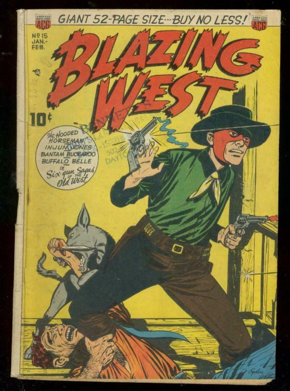 BLAZING WEST #15 1951-BOOT ACROSS THROAT COVER-HOODED H VG