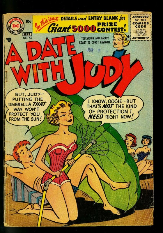 Date with Judy #54 1956- swimsuit cover- DC  Humor- G/VG