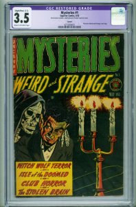 MYSTERIES #1 CGC 3.5 1953-Suicide-Torture-Brain experiments-4274264001