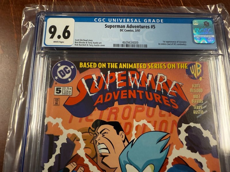 Superman Adventures #5 CGC Graded 9.6 DC Comic Book 1st Livewire Appearance JH15