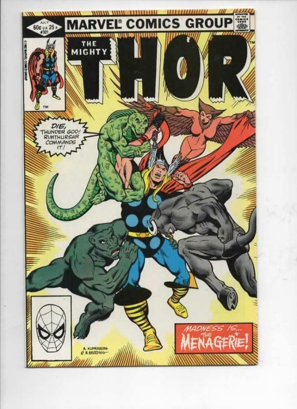 THOR #321 VF+ God of Thunder Menagerie 1966 1982, more Thor in store