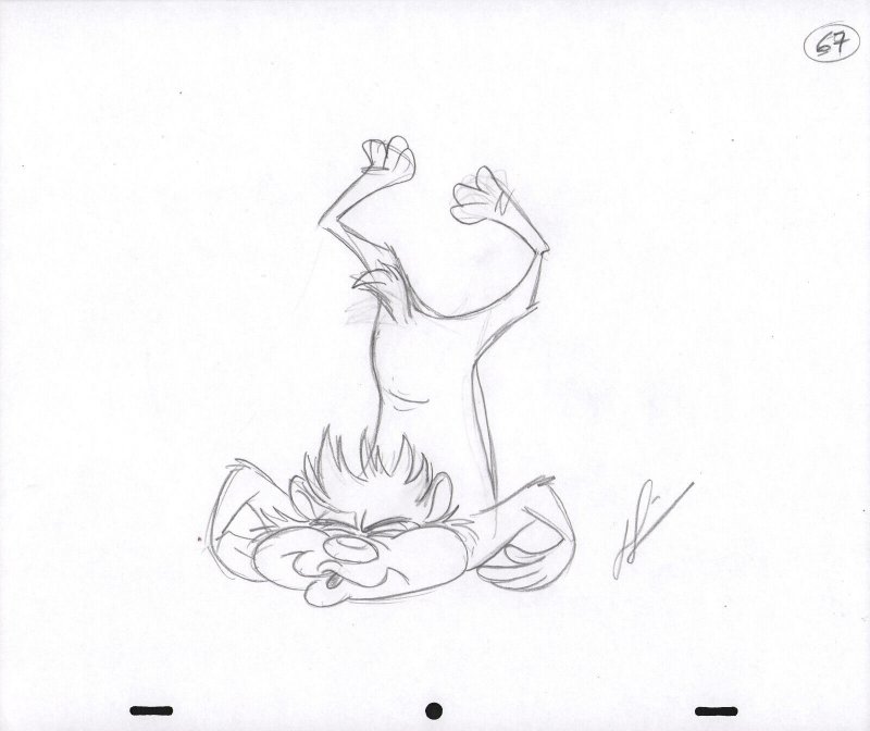 Tazmanian Devil Animation Pencil Art - 67 - Faceplant