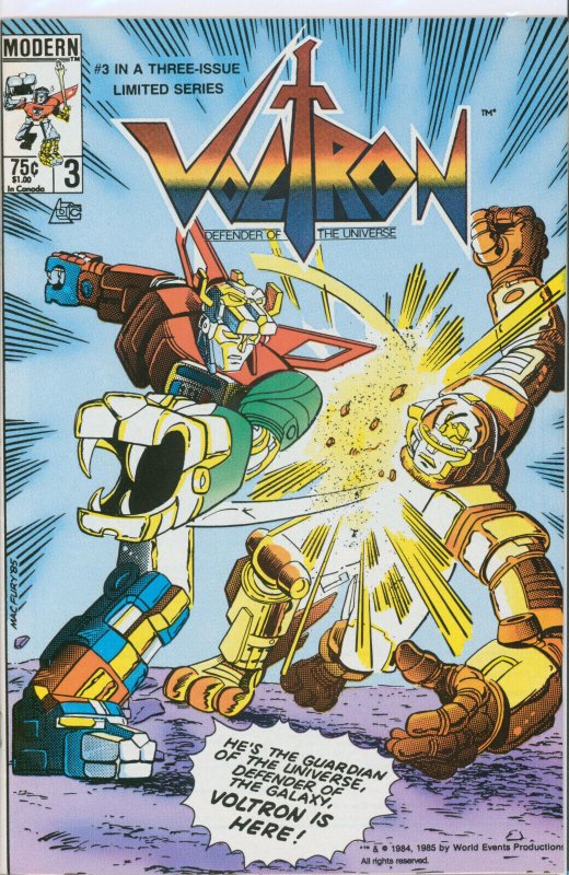 Voltron #3 Modern 1985 VF/NM Movie Coming