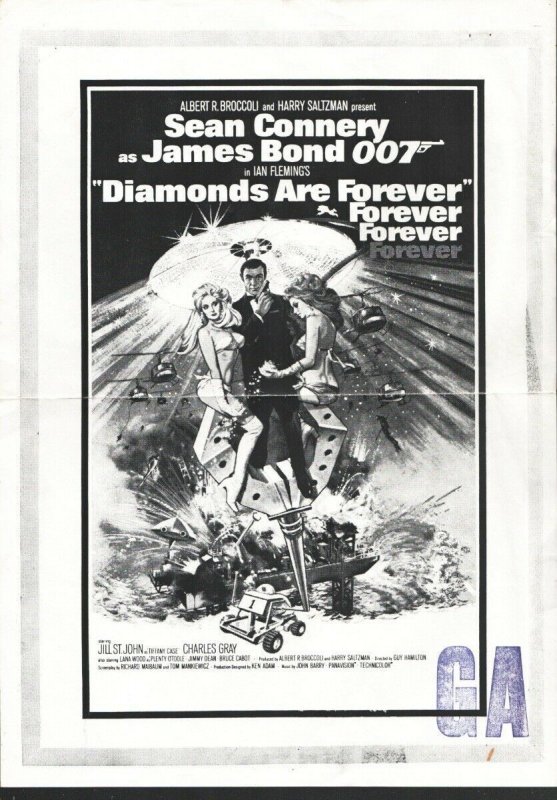 Diamonds Are Forever Studio Stamped Poster Proof Sheet 1971-Sean Connery-Size...