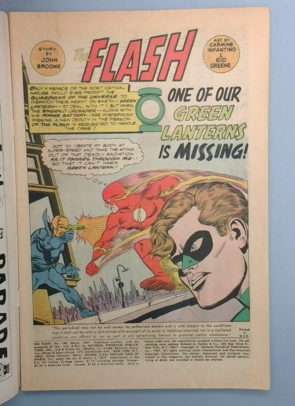 Flash #168 VG Green Lantern (Hal Jordan) DC 1967