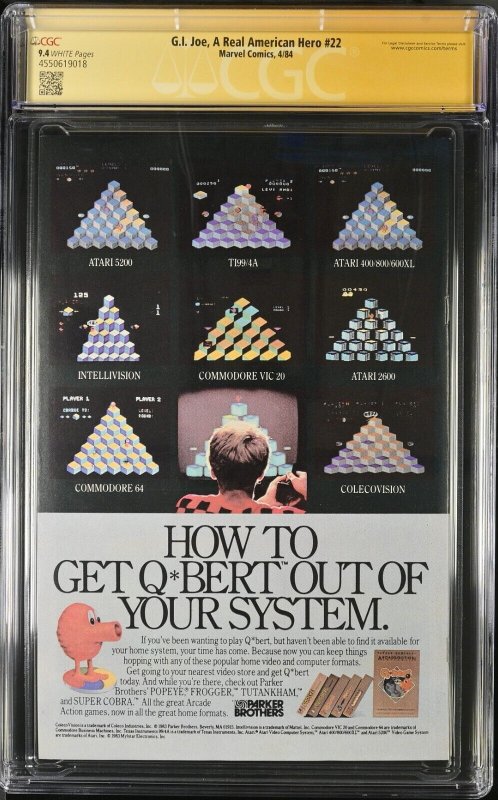 G.I. Joe (1984) #22 (CGC 9.4 SS) Signed Larry Hama * Marvel Comics*American Hero