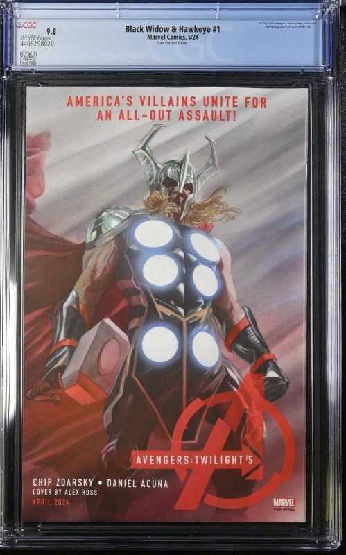 Black Widow & Hawkeye #1 CGC 9.8 Stanley Artgerm Lau Variant Cover Marvel 2024