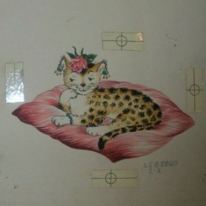 BIRTHDAY Cheeky Leopard on Pillow 15x10.75 Greeting Card Art #8860 2-Panel