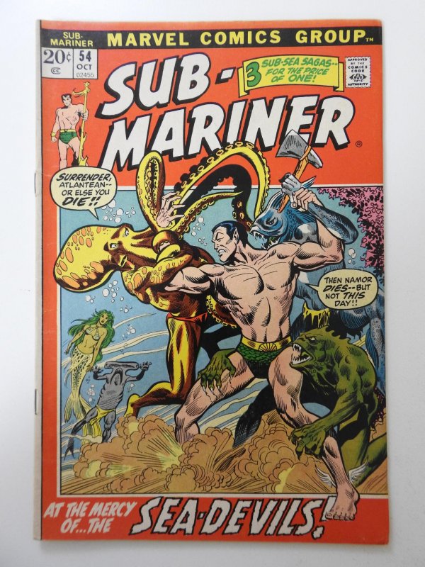 Sub-Mariner #54  (1972) VG+ Condition! Centerfold detached top staple