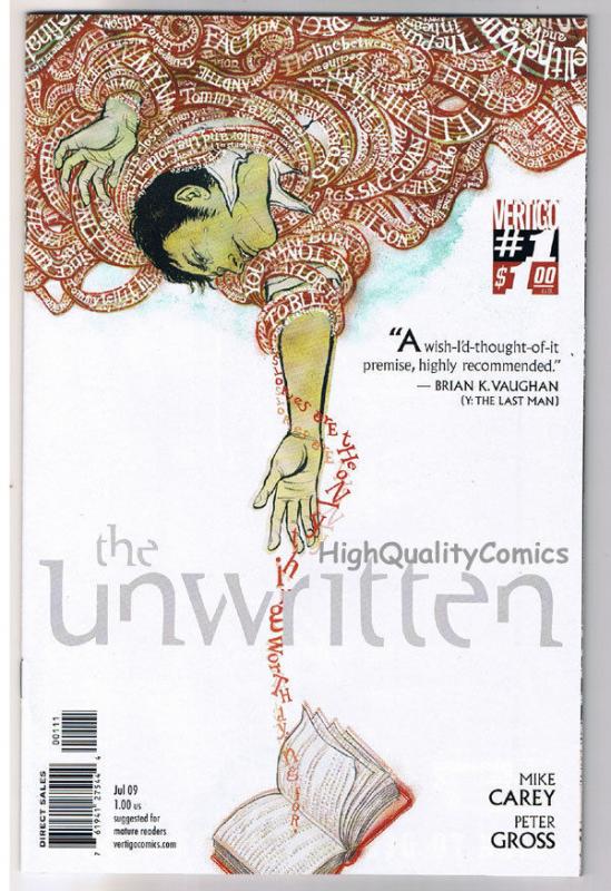 UNWRITTEN #1, NM+, Vertigo, Mike Carey, Peter Gross, 2009, comic