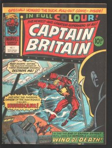 Captain Britain #7 1976-Howard the Duck appears-Origin of Hurricane-Published...