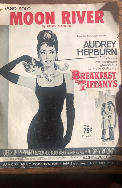 Moon River sheet music 1961 (5p)breakfast at Tiffany’s with Audrey Hepburn