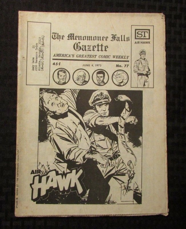 1973 MENOMONEE FALLS GAZETTE Weekly Comic #77 FN- Air Hawk