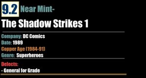 The Shadow Strikes 1 (1989) NM- 9.2 Copper Age DC Comics