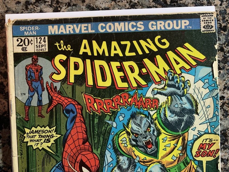 Amazing Spider-Man #124 GD/VG 1st App Man-Wolf! Romita Art! 1973 MCU Bronze Age