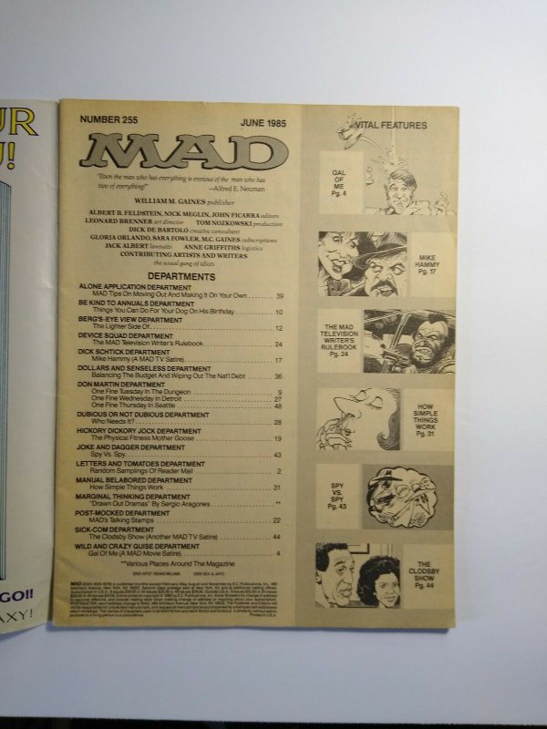 Mad Magazine June 1985 No 255 Ronald Reagan Mike Hammer Cosby Show All Of Me
