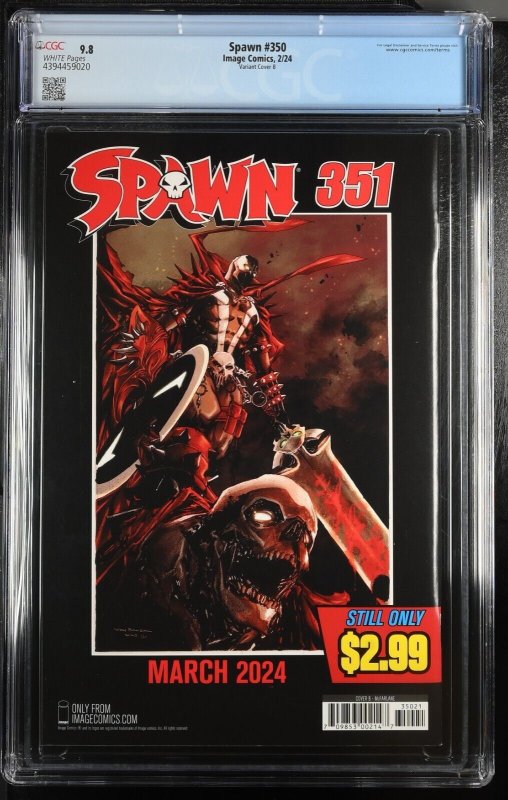 Spawn #350 CGC 9.8 1st New Ruler of Hell Todd McFarlane Variant Cover Image 2024