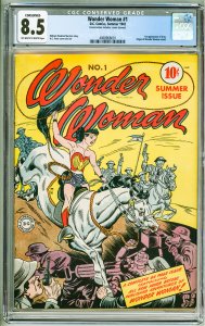 Wonder Woman #1 (1942) CGC 8.5 Conserved! Conservation Includes: Cover Cleaned