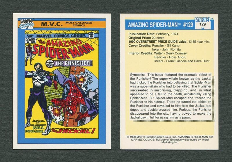 1990 Marvel Comics Card  #129 (Amazing Spiderman #129 Cover) NM-MT+