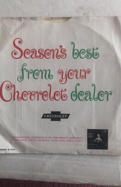 Seasons greetings 1960 from your Chevy dealer Dinah shore 45 pristine