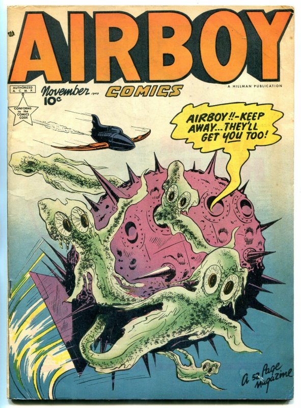 Airboy Comics Vol 6 #10 1949- Golden Age- Sci-fi cover- HEAP FN