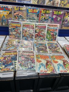 The CHAMPIONS Marvel Comic Books 1976 Bronze Lot + Human Torch + Sgt Fury Lot