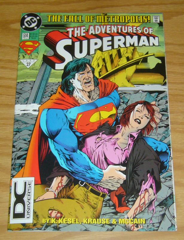 Adventures of Superman #514 VF/NM dc universe variant - fall of metropolis 1994