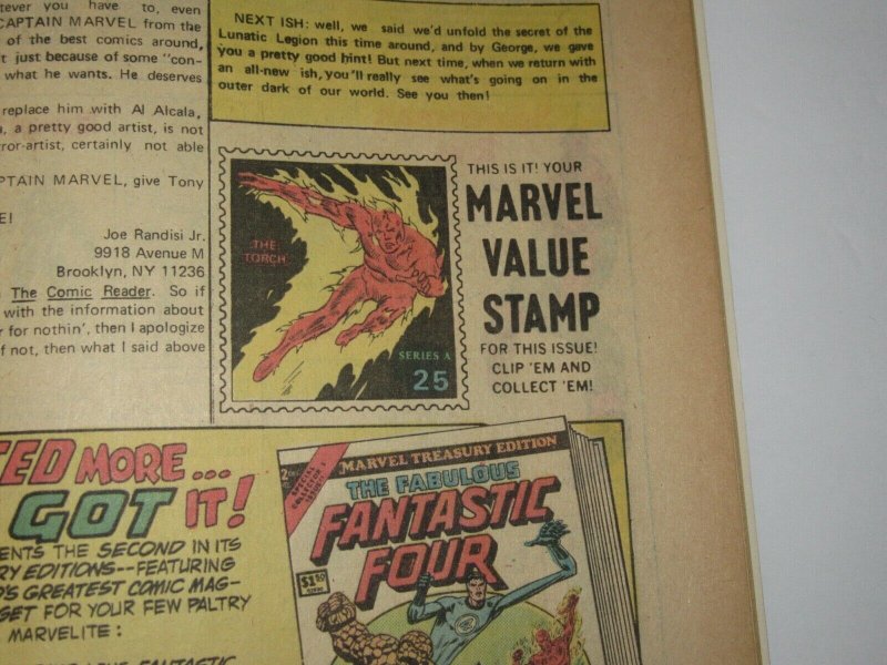 Captain Marvel #36 Marvel Value Stamp Intact 1975 Marvel Comics VF/NM