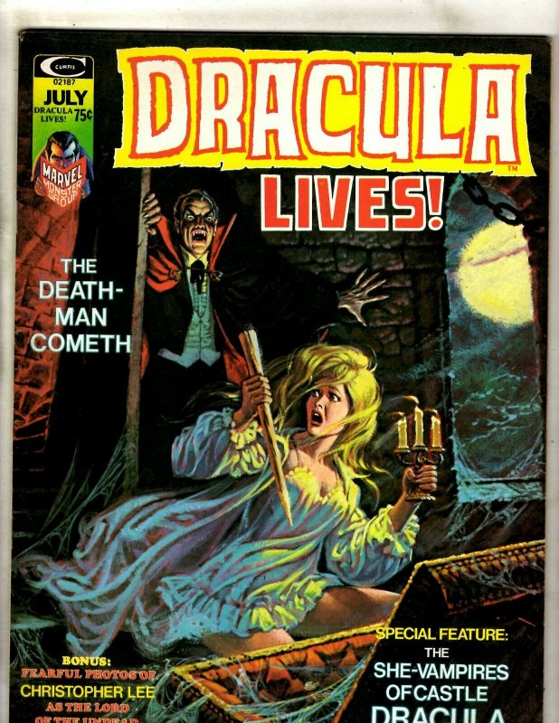 Lot Of 5 Dracula Lives Marvel Comic Book Magazines #7 8 9 10 11 Vampire Fear RS3