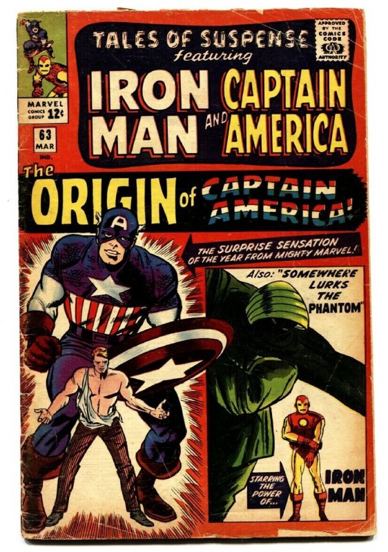 TALES OF SUSPENSE #63 comic book 1965-CAPTAIN AMERICA-MARVEL-ORIGIN ISSUE.