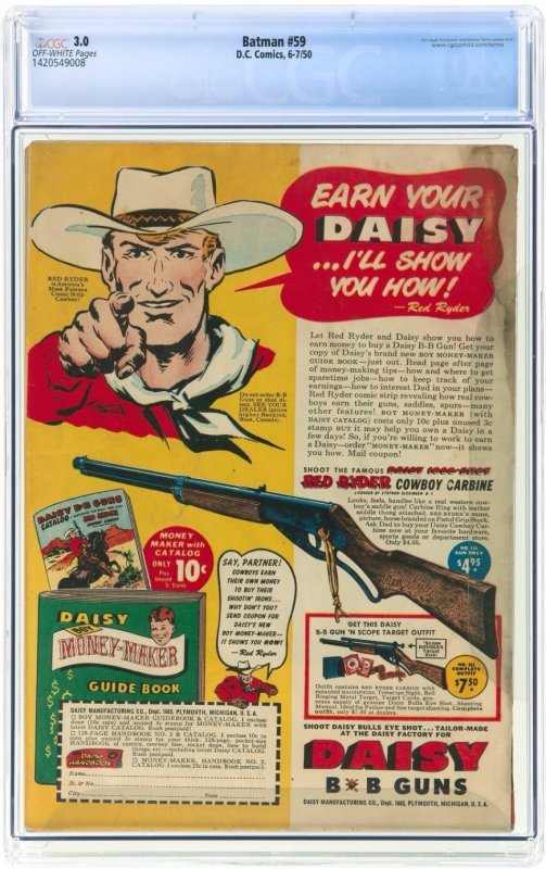 Batman #59 (DC 1950) [CGC 3.0] “Batman In The Future!” ? 1st App Deadshot ?