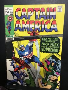 Captain America #123 (1970) high-grade 1st Suprema! NickFury NM- Wythville CERT.