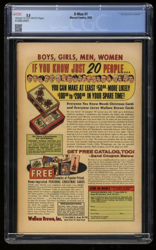 X-Men (1963) #1 CGC VG- 3.5 Origin 1st Ever Appearance of Magneto! Mega Key!