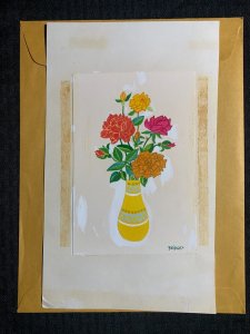 FOR YOU Flowers in Yellow Vase by Bridget 7x11 Greeting Card Art C9523