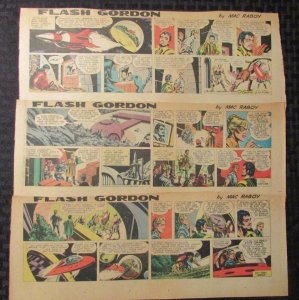 1966 FLASH GORDON Color Newspaper Strips by Mac Raboy LOT of 3 VG+