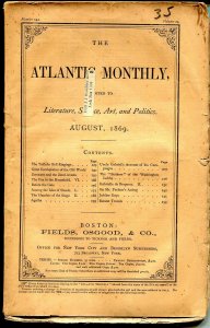 Atlantic Monthly 8/1869-pulp format-unique-rare-145 years old-VG