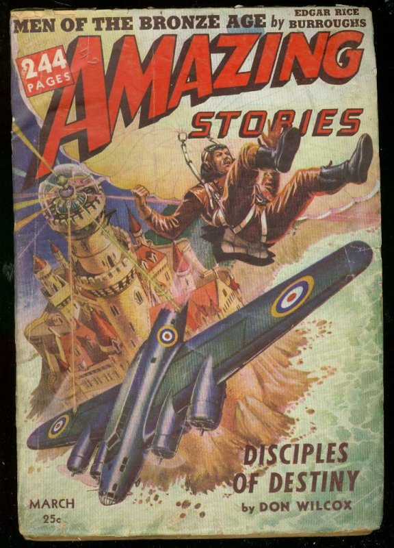 AMAZING STORIES MAR '42-PELLUCIDAR-EDGAR RICE BURROUGHS VG-