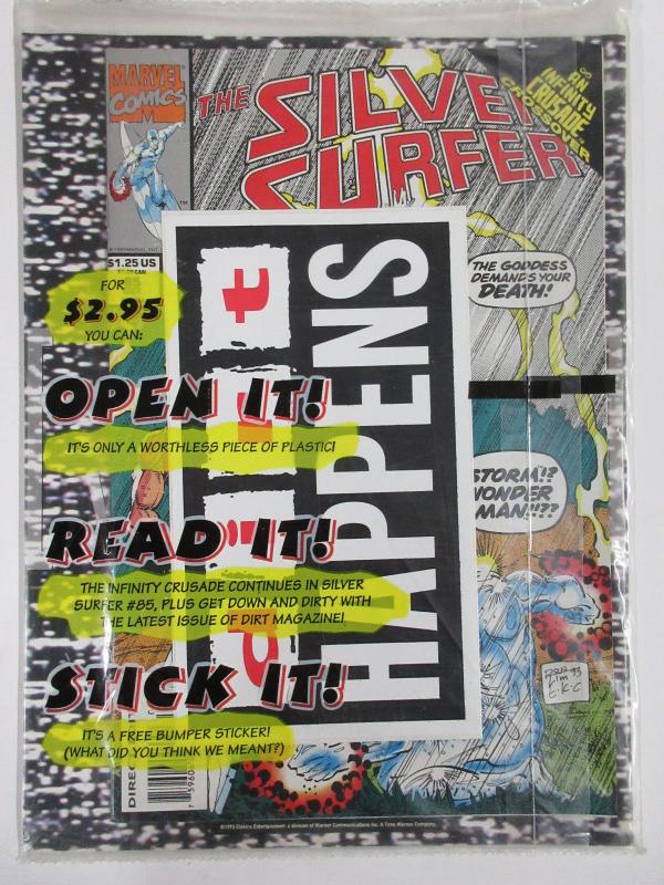 Dirt Magazine#5 (1993) Bagged w/SILVER SURFER #85 w/bumper sticker SINGLETON int