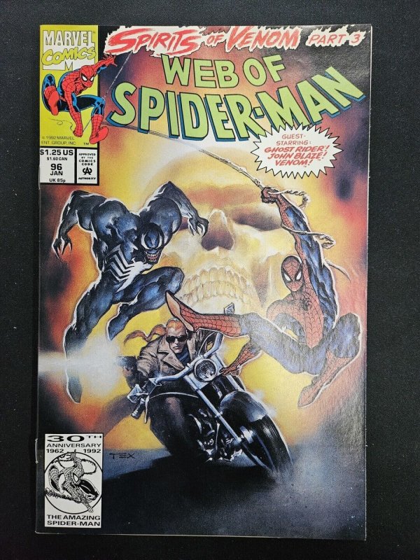 Web of Spider-man #96 Nm- 9.2 Venom Ghost Rider 1992 Marvel Comics c169