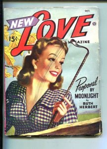 PULP:  NEW LOVE-OCT 1946-ROMANTIC PULP FICTION-PIN-UP GIRL COVER-RIDING CROP-...