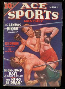 ACE SPORTS PULPS MARCH 1936-DESOTO BOXING COVER-HOCKEY VG
