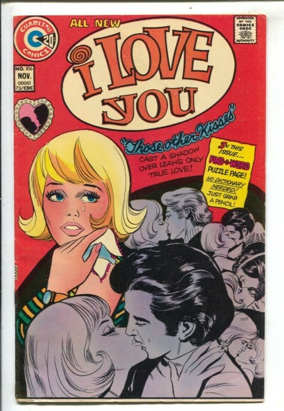 I Love You #106 1973-Charlton-20¢ cover price-romance-puzzle page-VG/FN