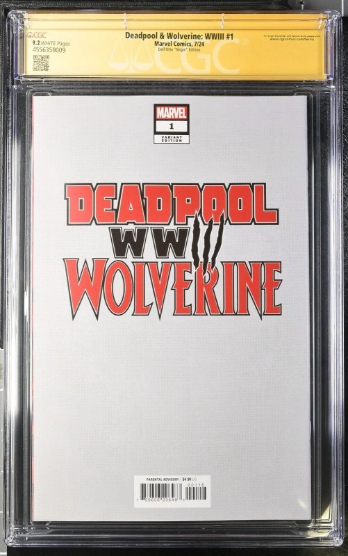 Deadpool & Wolverine WWIII  (2024) # 1 (CGC 9.2) Signed Gabriele Dell'otto * War