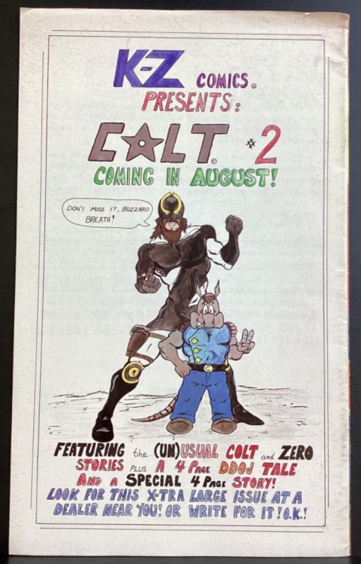 Colt: Armadillo that Won the West #1 underground independent  - KZ Comics - 1985