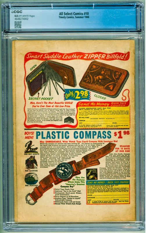 All Select Comics #10 (1946) CGC 4.0!