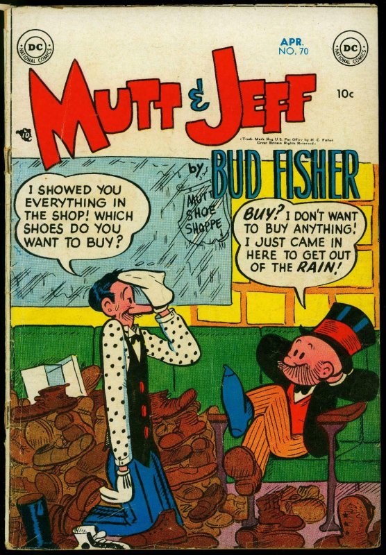 Mutt & Jeff #70 1954- Bud Fisher- DC Golden Age- Shoe Shoppe cover G/VG