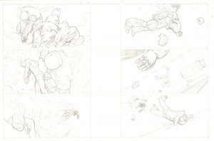 Ultimate Human #2 pgs10&11 - Iron Man vs. Grey Hulk - 2008 art by Cary Nord